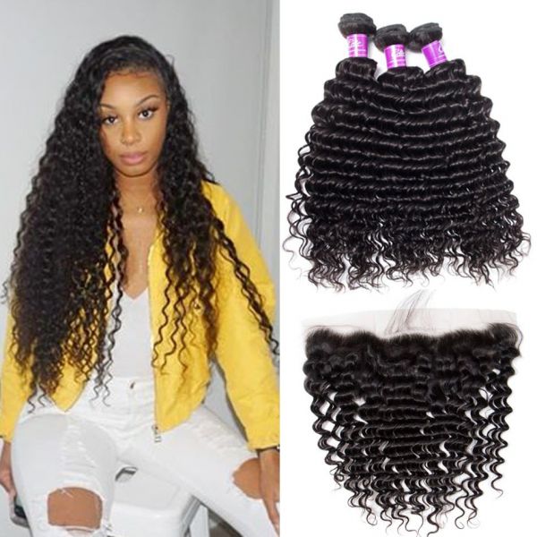 Deep Wave Brazilian Human Remy Hair 13" By 4" Frontal