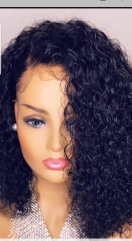 Deep Curly  Brazilian Human Remy Hair Lace Frontal Wig
